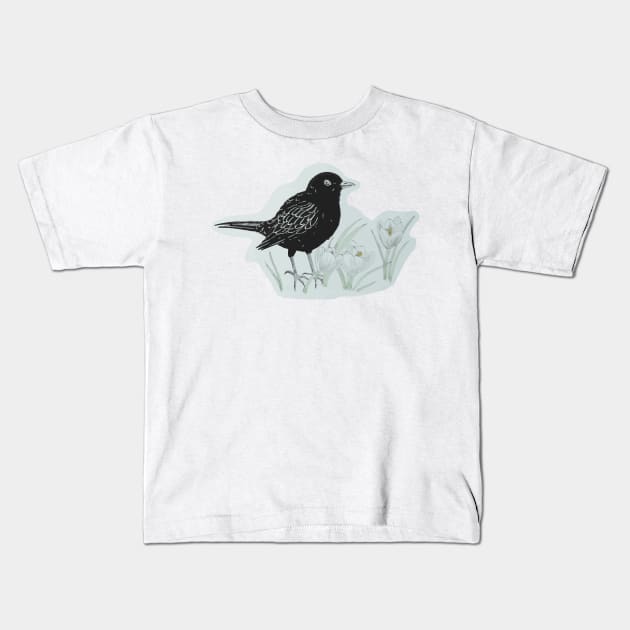 Blackbird Kids T-Shirt by Karroart